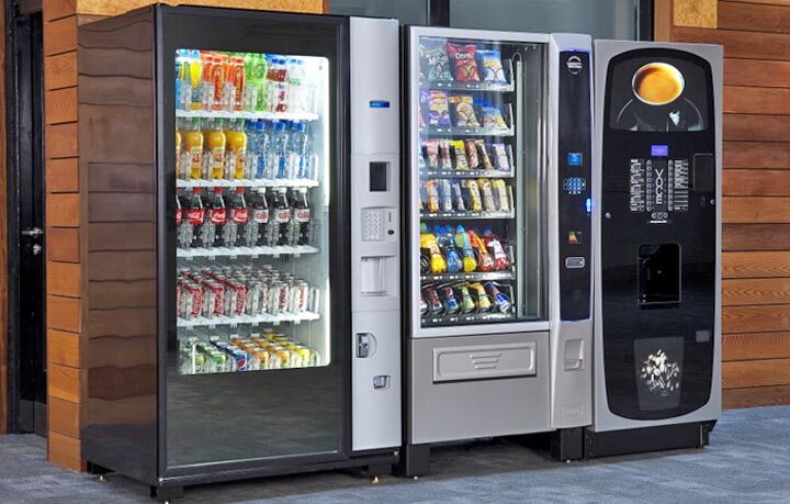 Workplace vending machines arranged for accessible breakroom use