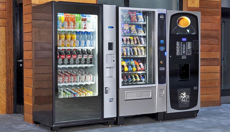 Workplace vending machines arranged for accessible breakroom use
